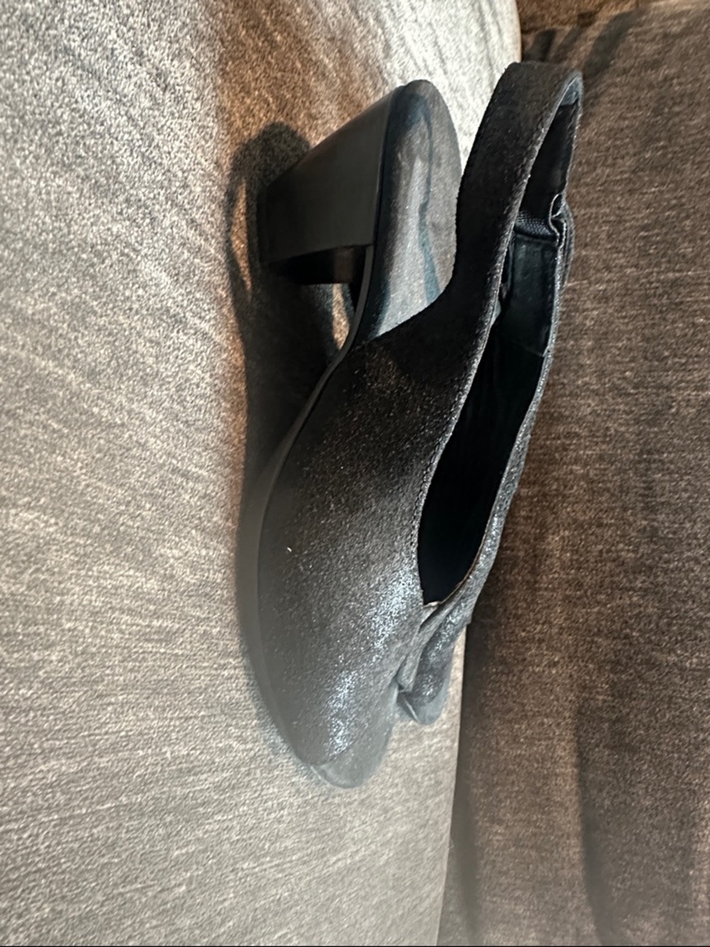 Munro Black Glitter Slingback Block Heel